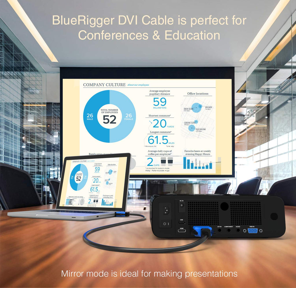 DVI to DVI Monitor Cable (25FT, 24+1 Dual Link, Digital Video Cable, Male to Male) - for Gaming, DVD, Laptops, HDTV and Projector